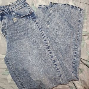 High waist ribbed boyfriend jeans
